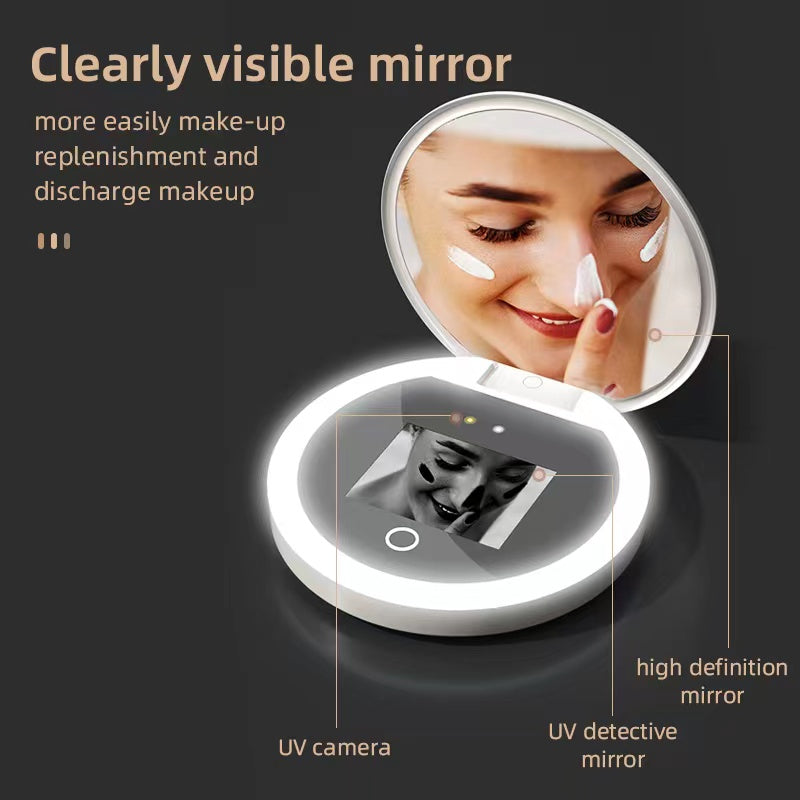 YS002 Smart Makeup Mirror Built-in UV Camera for Sunscreen Test LED Handheld Cosmetic Mirror YS002 Smart Makeup Mirror Built-in UV Camera for Sunscreen Test LED Handheld Cosmetic Mirror